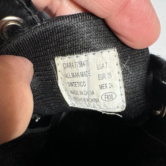 No Boundaries Boots Womens 7 Black Biker Chunky VTG Y2K 90s Moto Pleather Combat - Picture 10 of 11